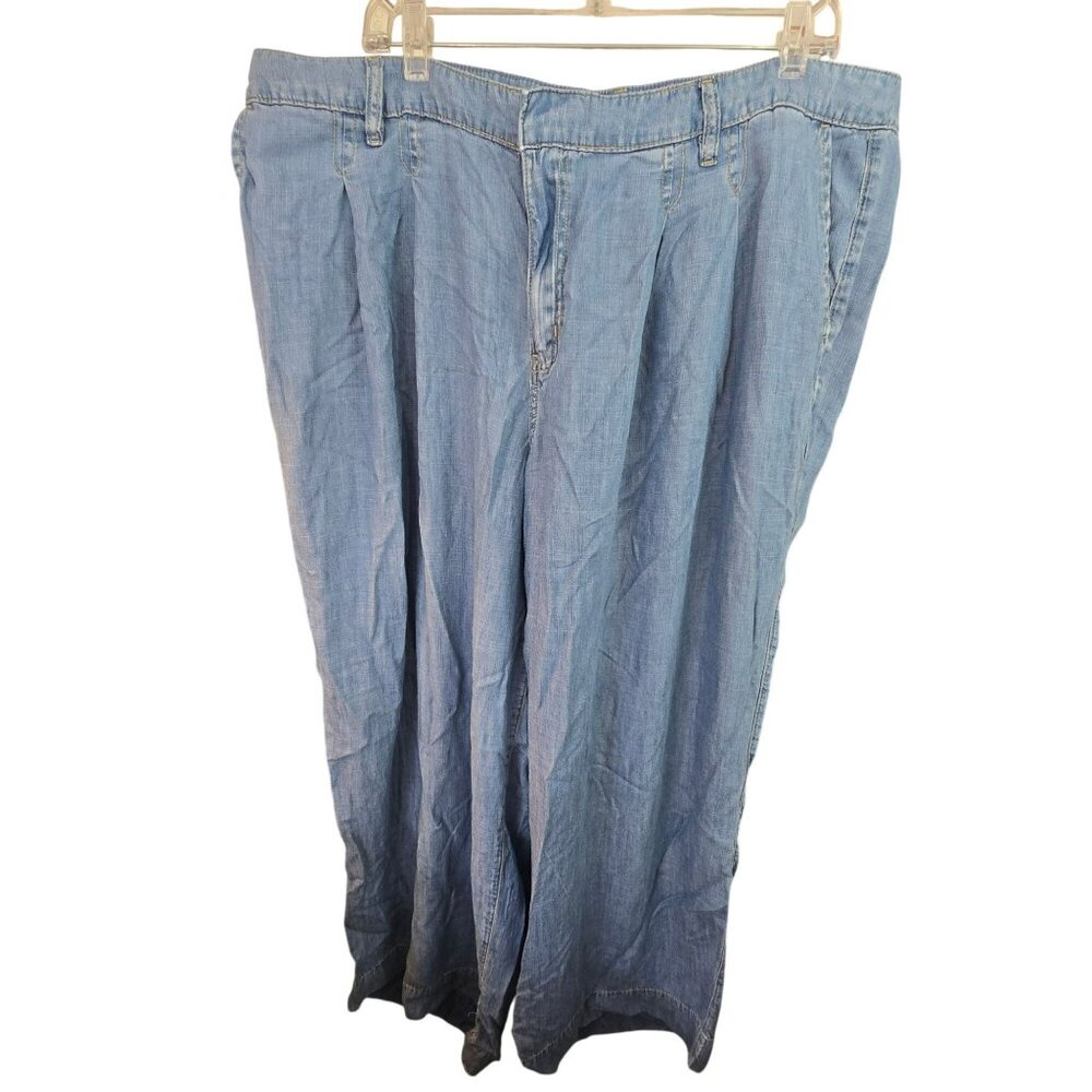 Lane Bryant Lightweight Jeans Mid-Rise Wide-Leg Light Blue Pants Size 18 JJ4236